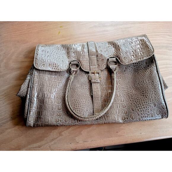 Jessica Simpson Faux Alligator Animal Print Large Beige Purse Handbag - Picture 1 of 8